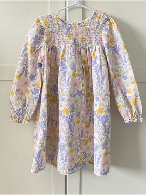Joe Fresh 100% Cotton Pastel Floral Smocked Long-Sleeve Girl’s Dress Size 5T
